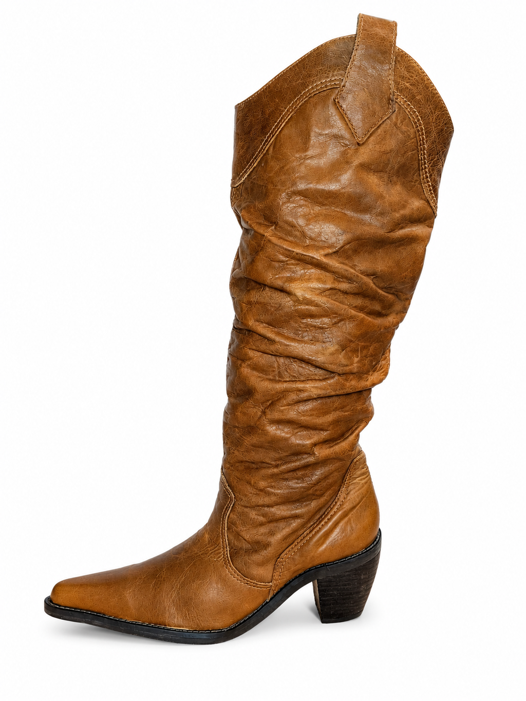 Botas Cowboy Caña Fruncida Camel