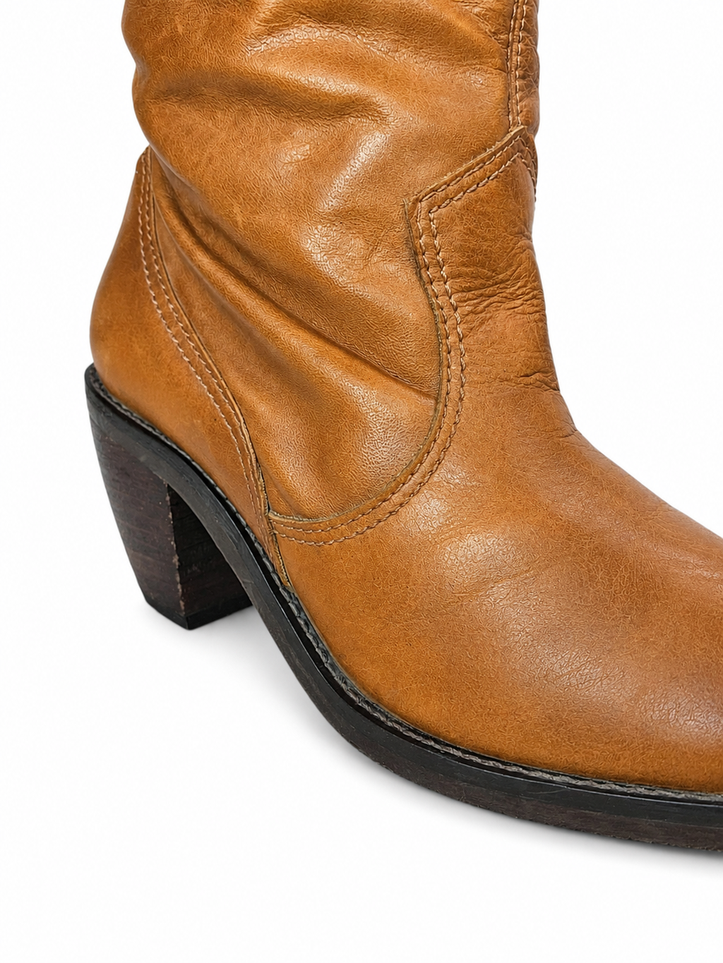 Botas Cowboy Caña Fruncida Camel