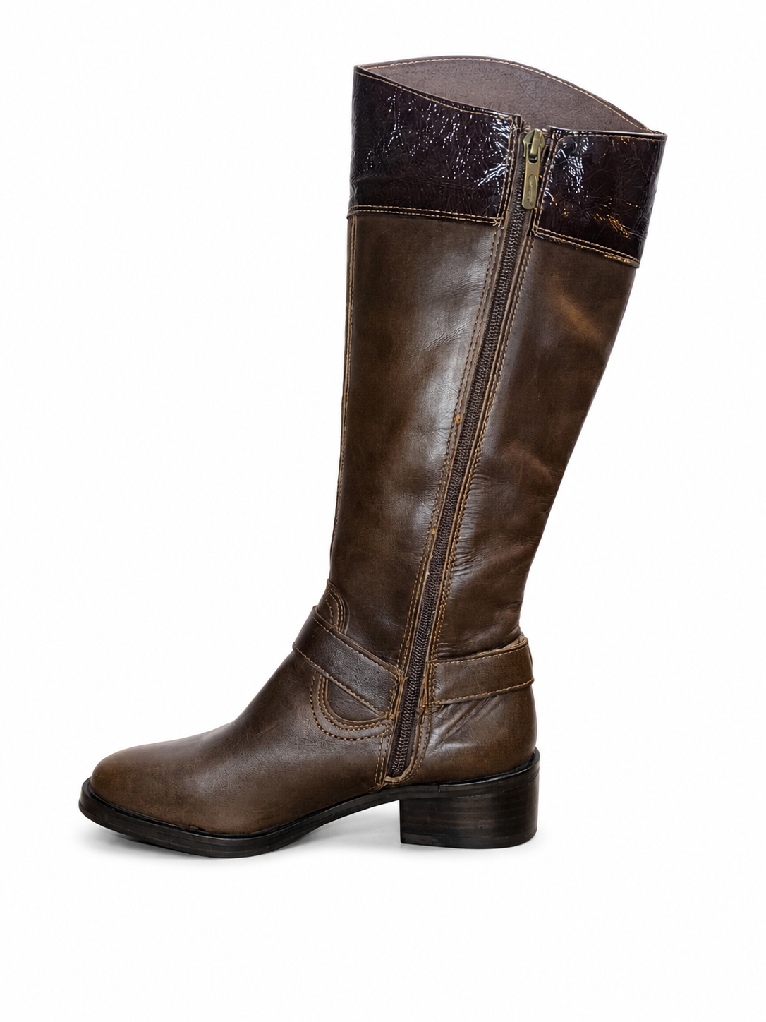Botas Riding Bicolor Café Charol