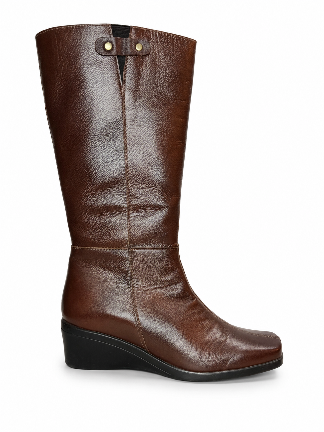 Botas Caña Alta Cuña Café Clásica