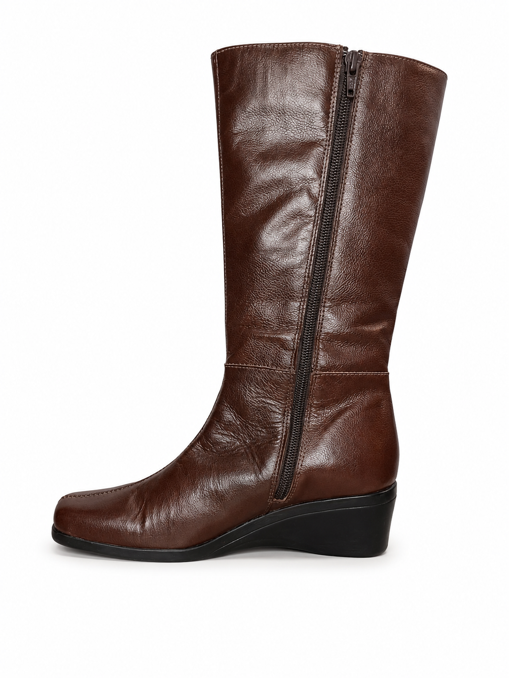 Botas Caña Alta Cuña Café Clásica