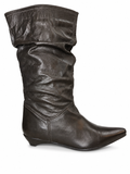 Botas Slouch Cuero Chocolate Punta Fina