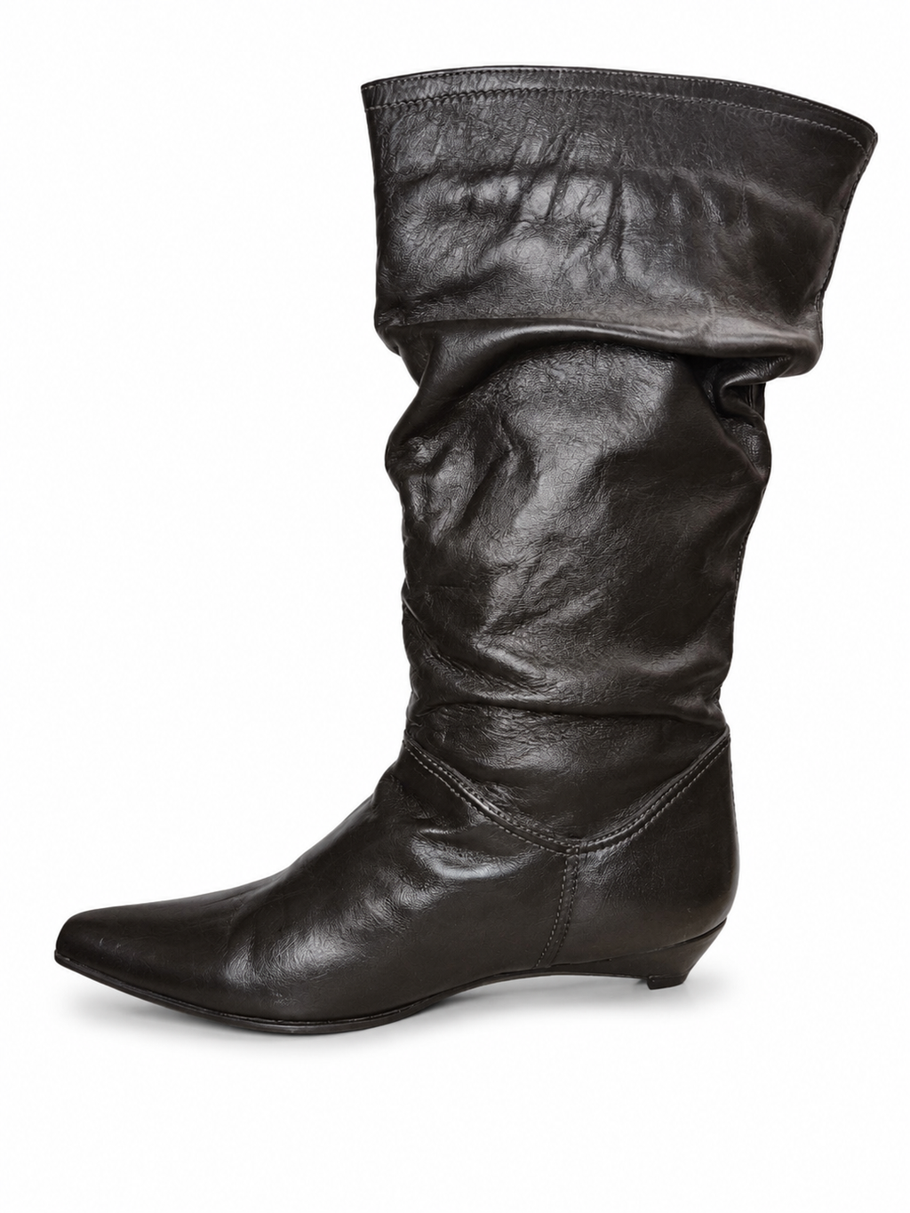 Botas Slouch Cuero Chocolate Punta Fina