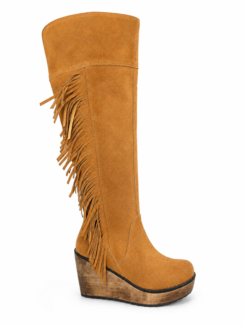 Botas Over-The-Knee Gamuza Camel Flecos