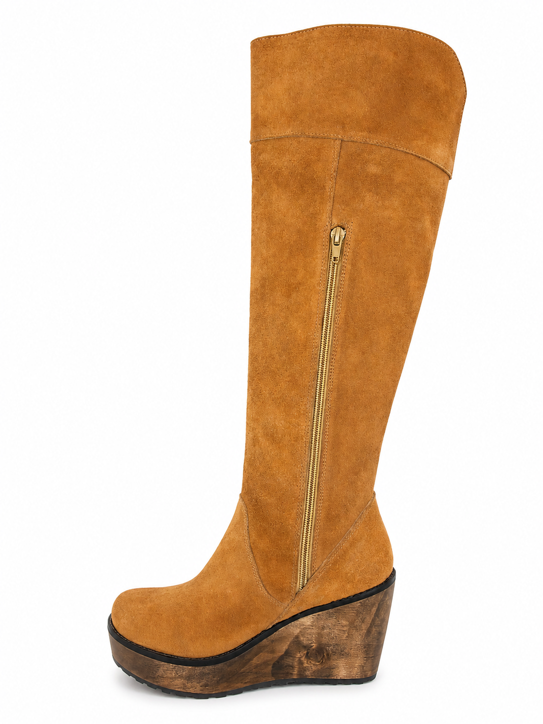 Botas Over-The-Knee Gamuza Camel Flecos