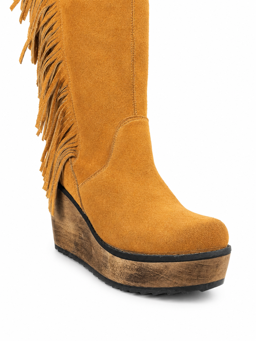 Botas Over-The-Knee Gamuza Camel Flecos