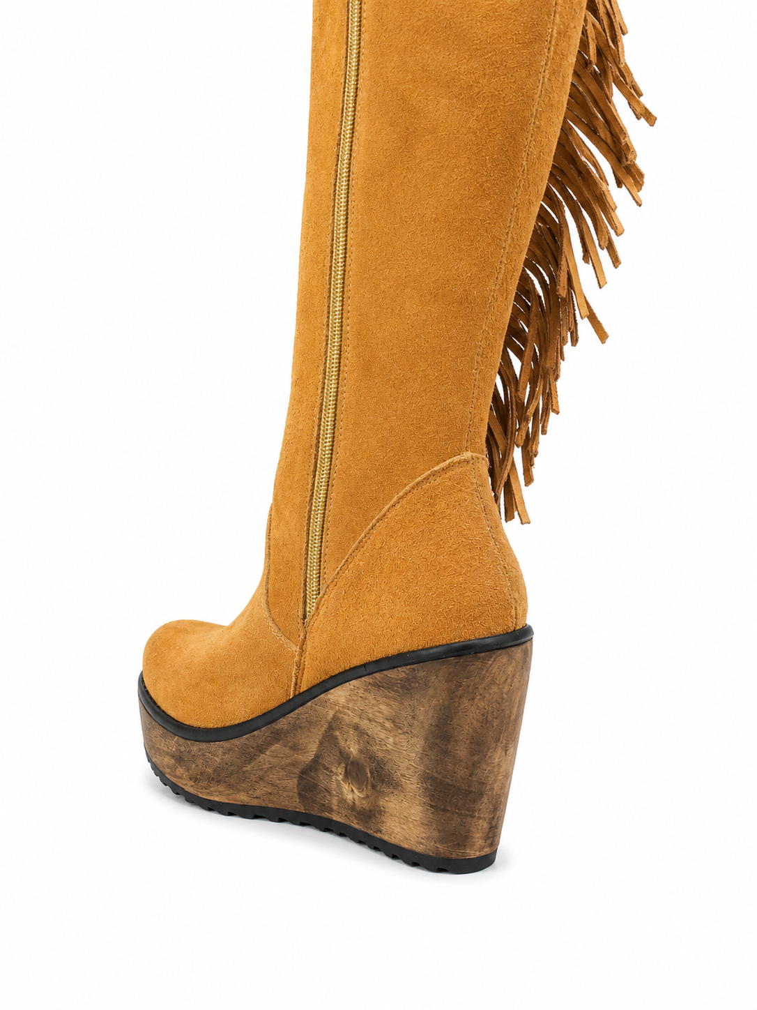 Botas Over-The-Knee Gamuza Camel Flecos