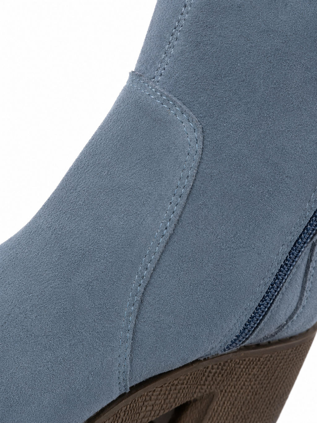 Botas Caña Alta Gamuza Azul Acero Plataforma