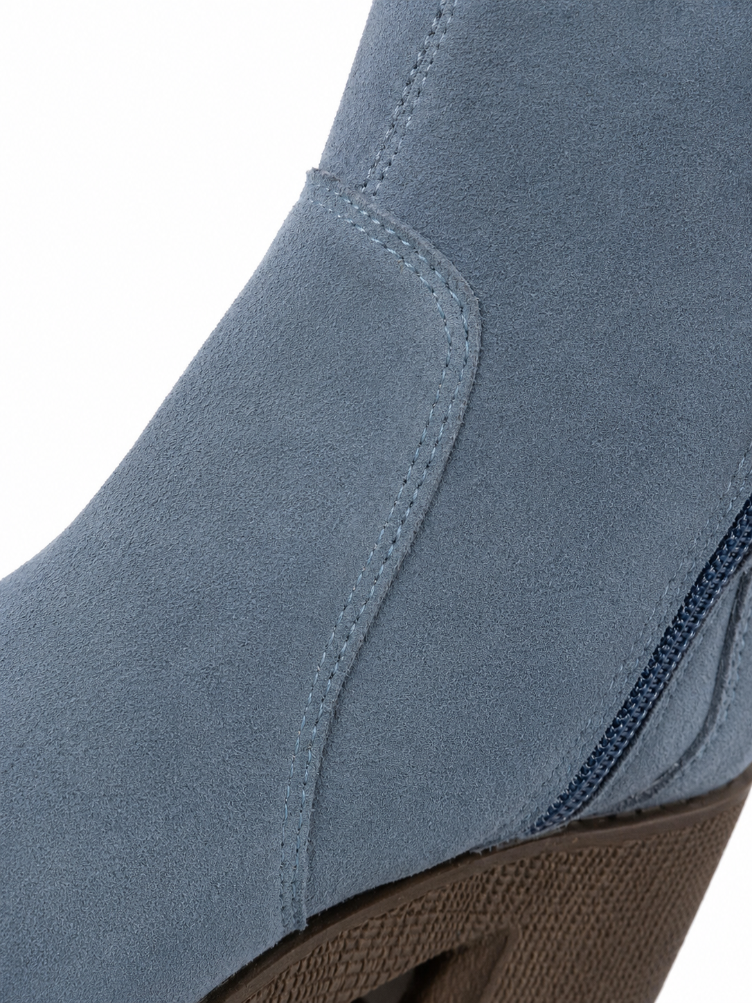 Botas Caña Alta Gamuza Azul Acero Plataforma