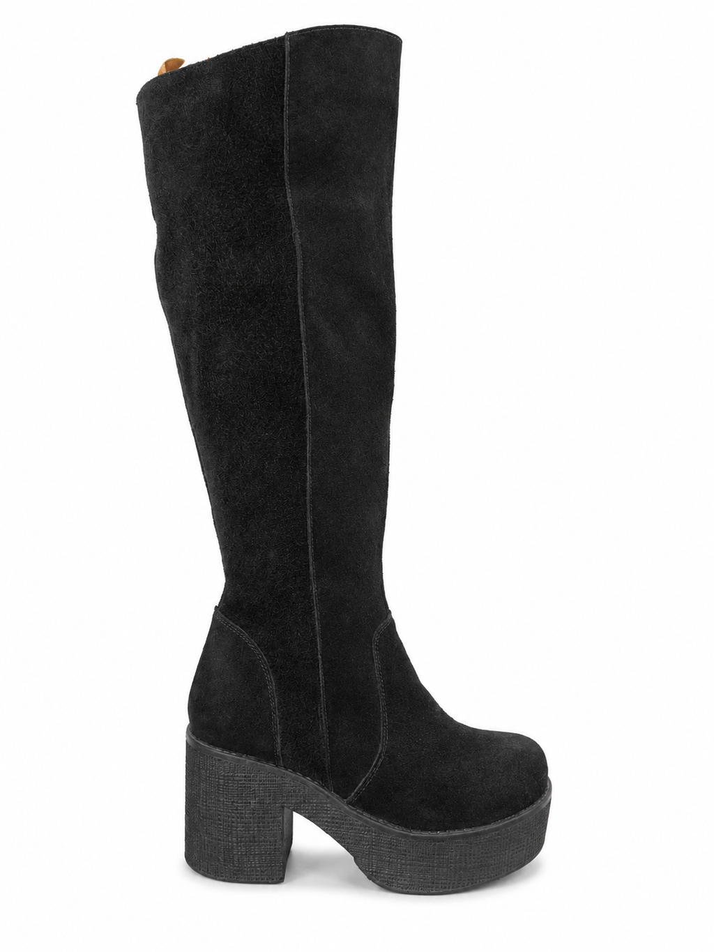 Botas Caña Alta Cuero Negro Plataforma