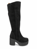 Botas Caña Alta Cuero Negro Plataforma