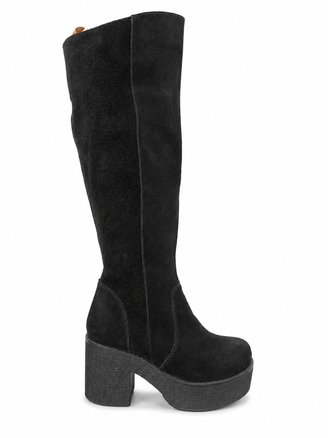 Botas Caña Alta Cuero Negro Plataforma