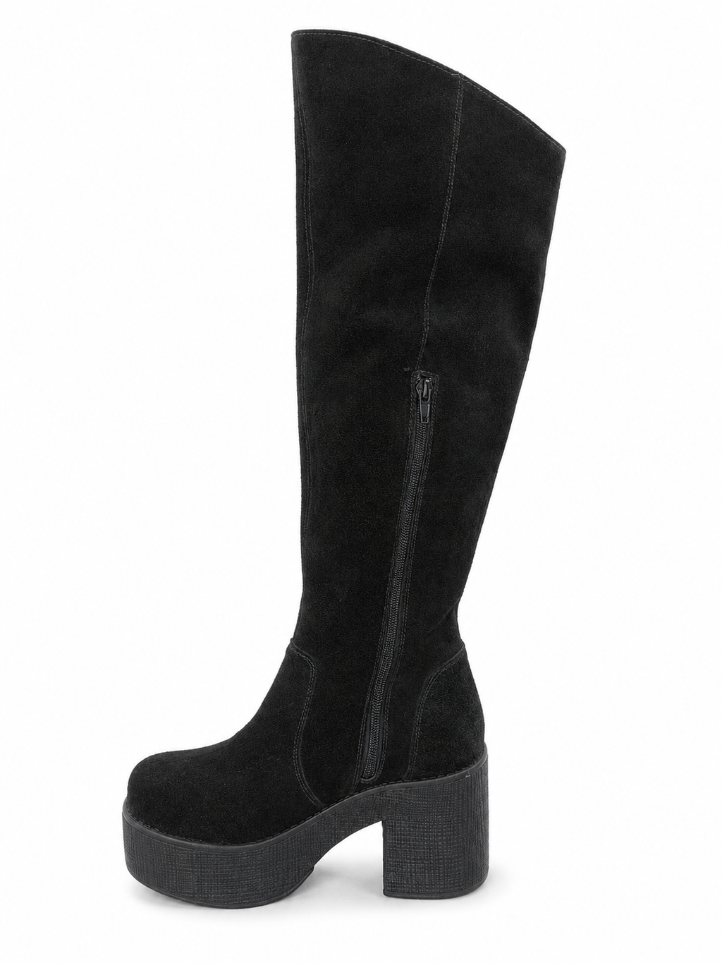 Botas Caña Alta Cuero Negro Plataforma