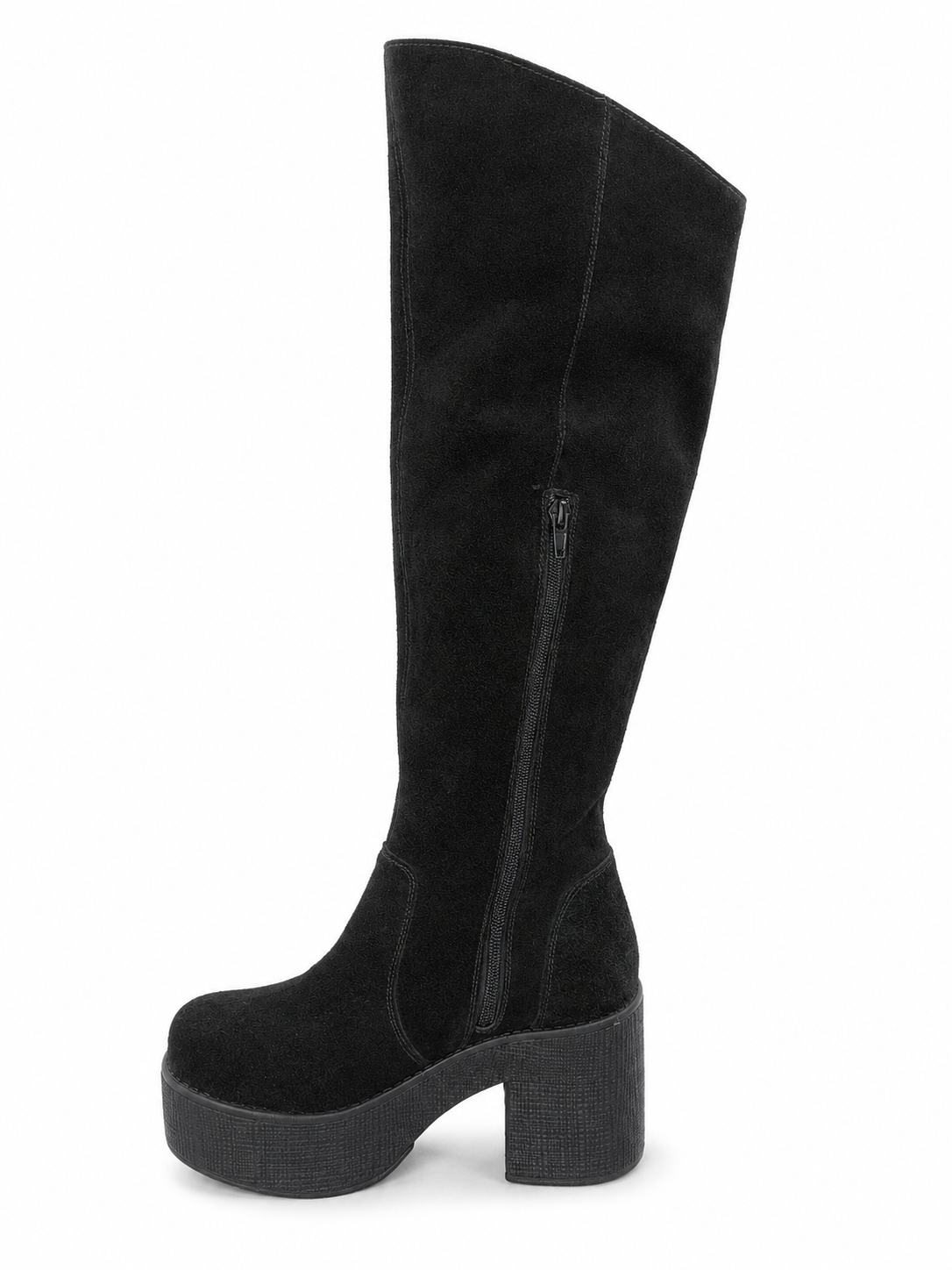 Botas Caña Alta Cuero Negro Plataforma