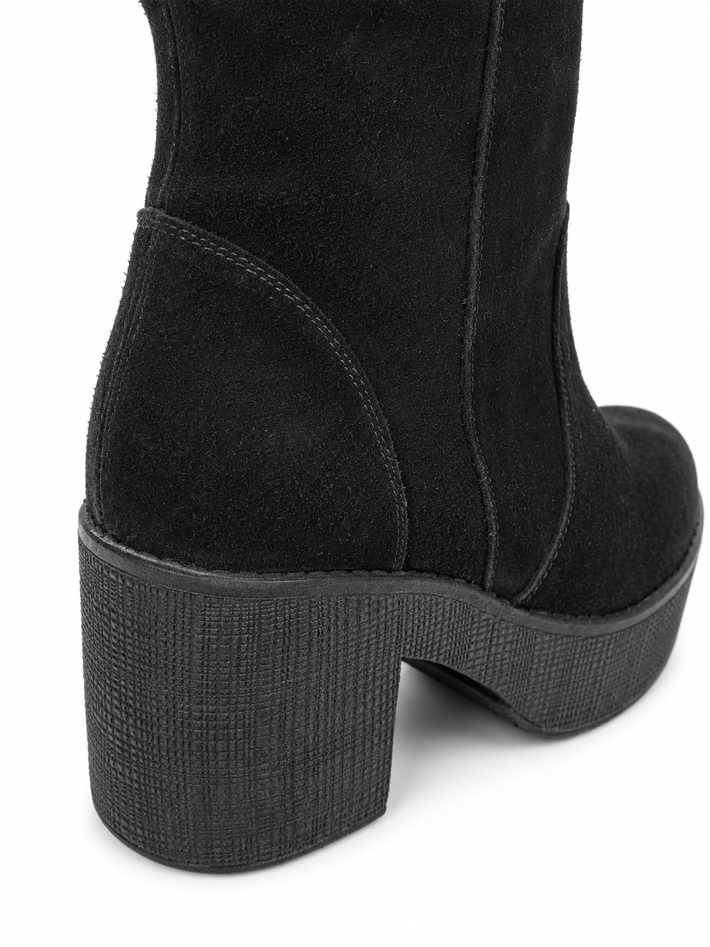 Botas Caña Alta Cuero Negro Plataforma
