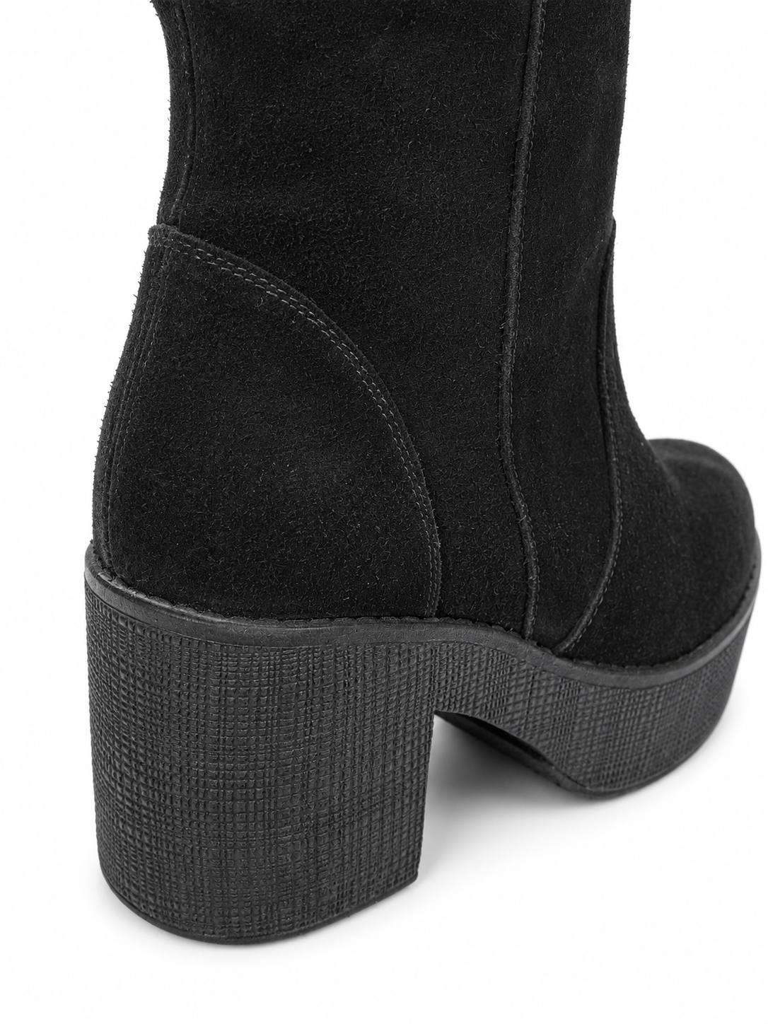 Botas Caña Alta Cuero Negro Plataforma