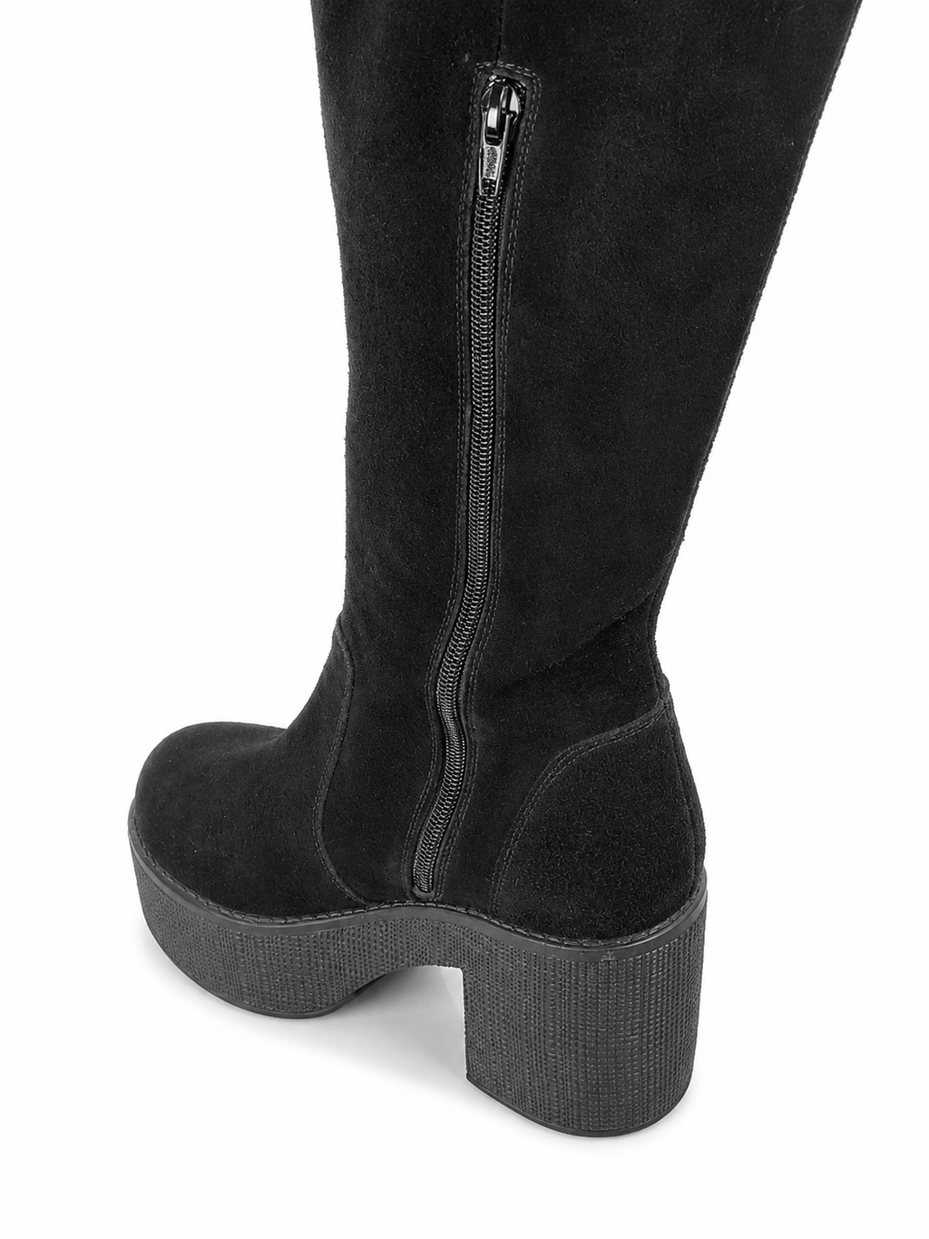 Botas Caña Alta Cuero Negro Plataforma