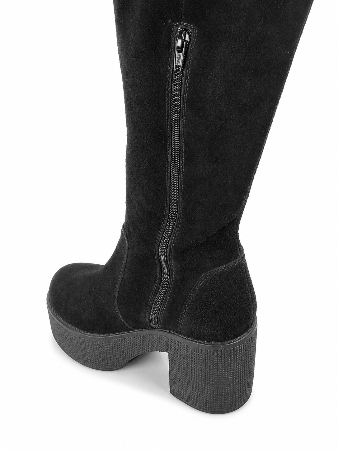 Botas Caña Alta Cuero Negro Plataforma