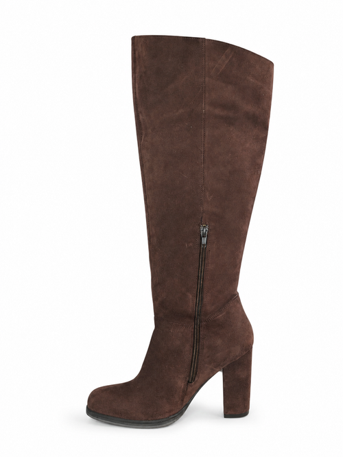 Botas Caña Alta Cuero Terracota Bordado Floral