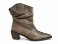Botas Cowboy Cuero Taupe Caña Fruncida