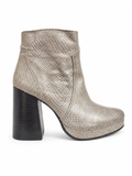 Botines Cuero Texturizado Gris Perla Plataforma
