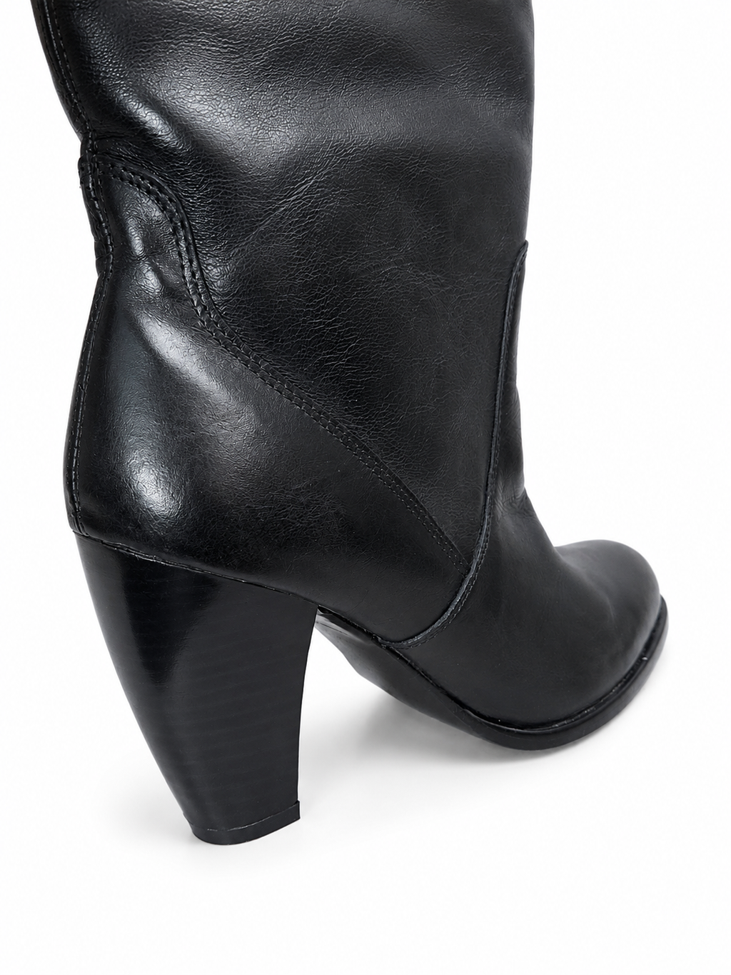 Botines Cowboy Cuero Negro Envejecido Taco Cónico