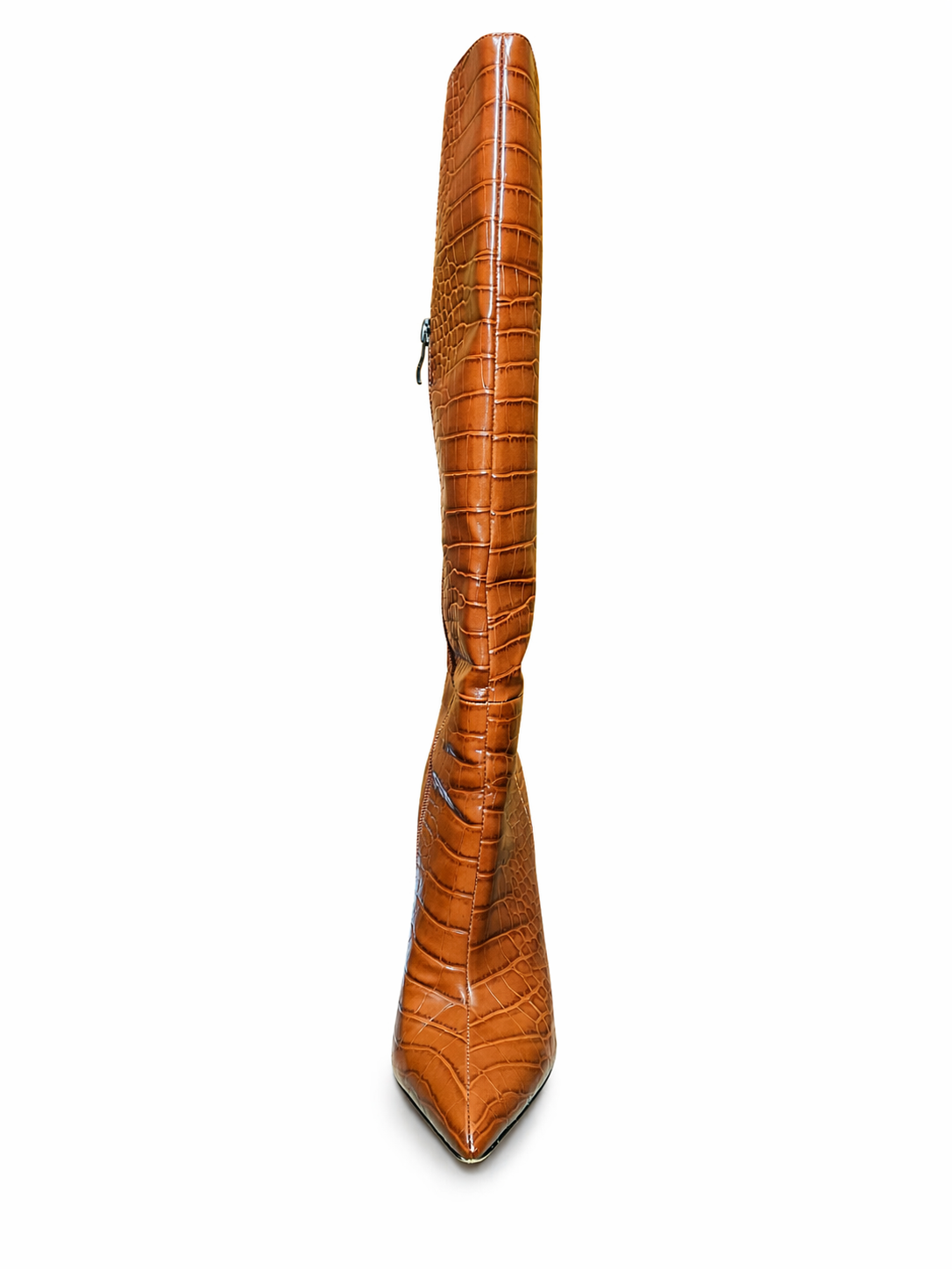 SIMMI Bota Stiletto Caña Alta Print Cocodrilo | Cognac