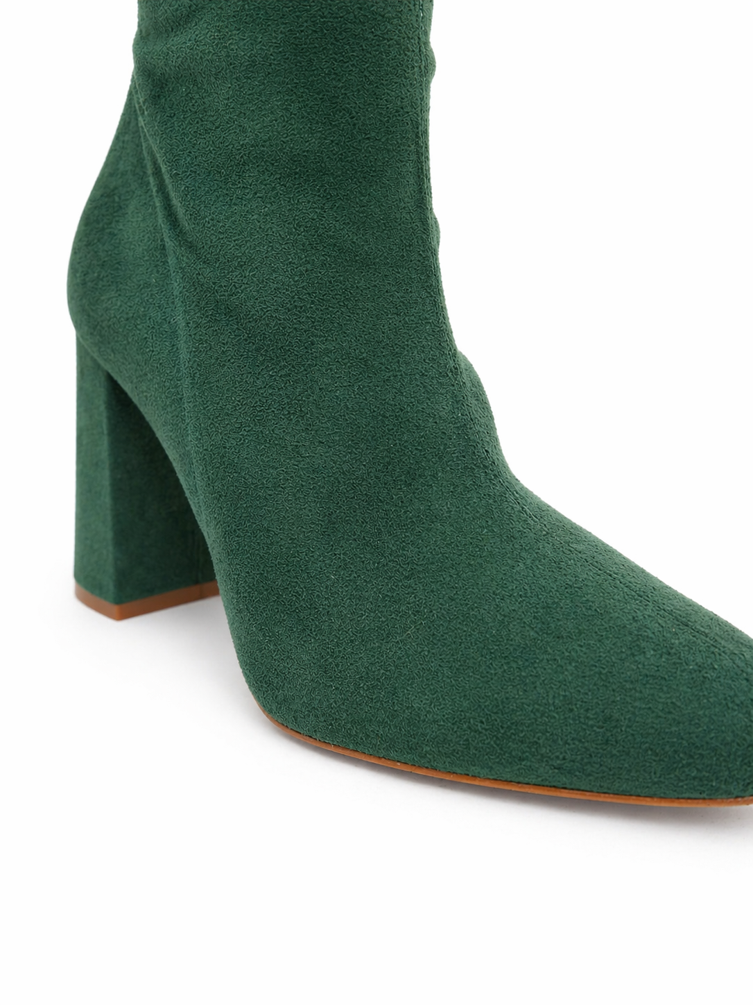ZARA Bota Sobre la Rodilla Verde Bosque | Taco Bloque Elasticada