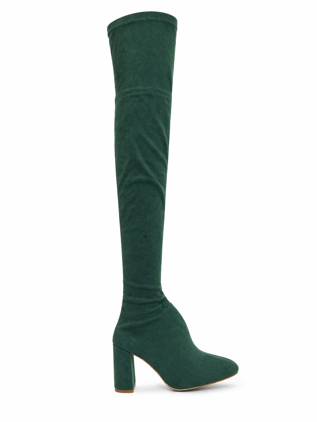 ZARA Bota Sobre la Rodilla Verde Bosque | Taco Bloque Elasticada