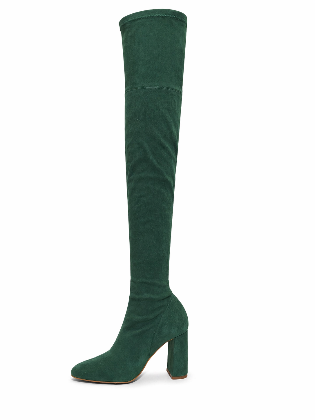 ZARA Bota Sobre la Rodilla Verde Bosque | Taco Bloque Elasticada
