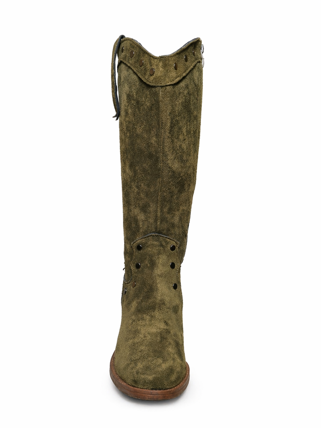 Bota Cowboy Verde Musgo con cierre lateral | Caña Alta