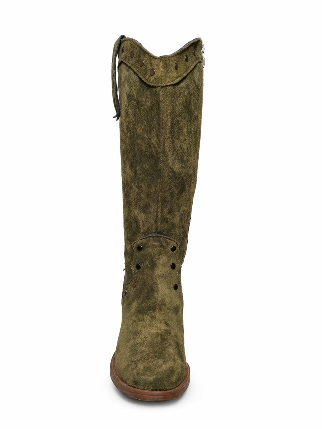 Bota Cowboy Verde Musgo con cierre lateral | Caña Alta