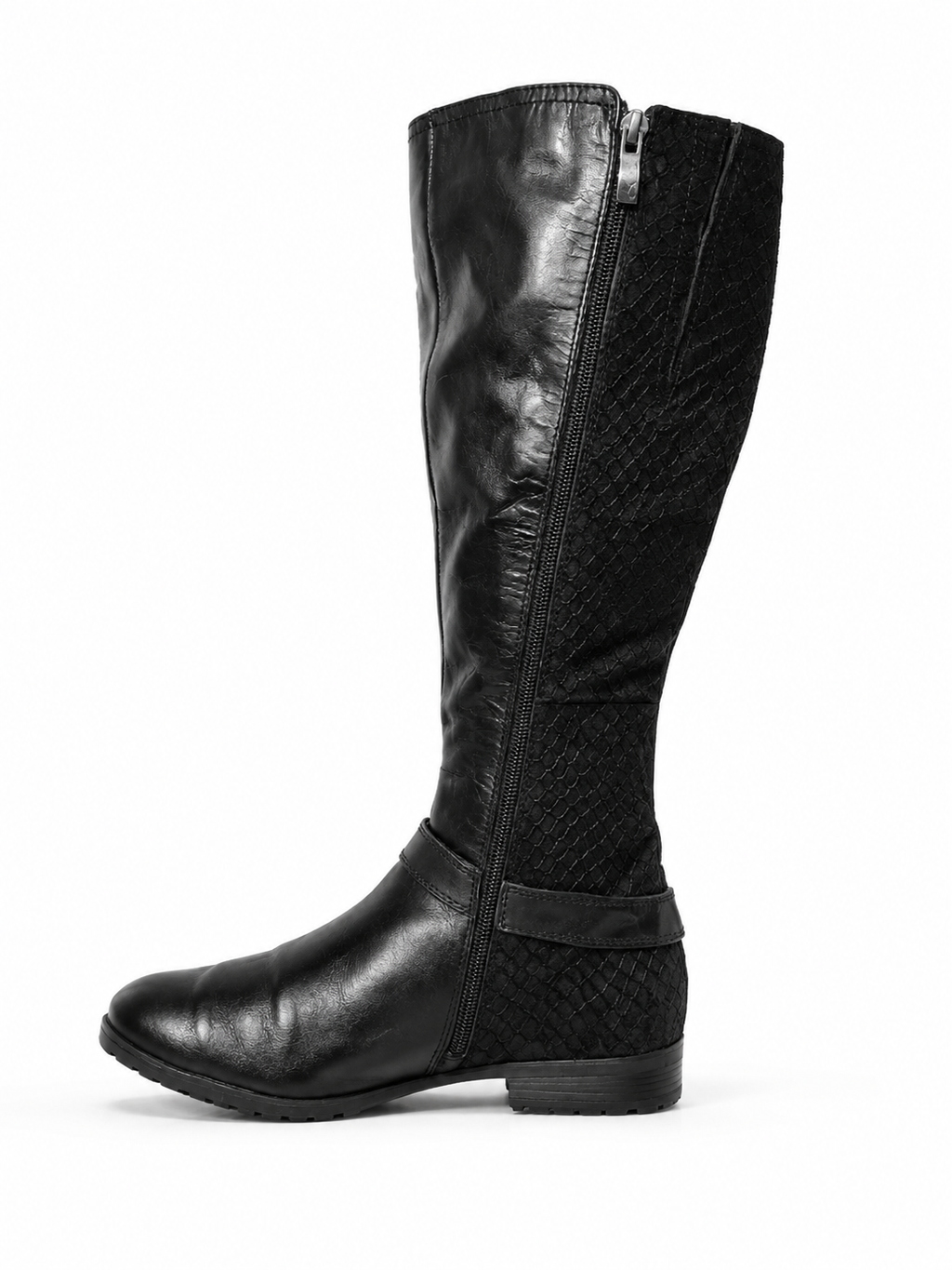 Bota Alta Negra CAPRICE — Cuero Croco