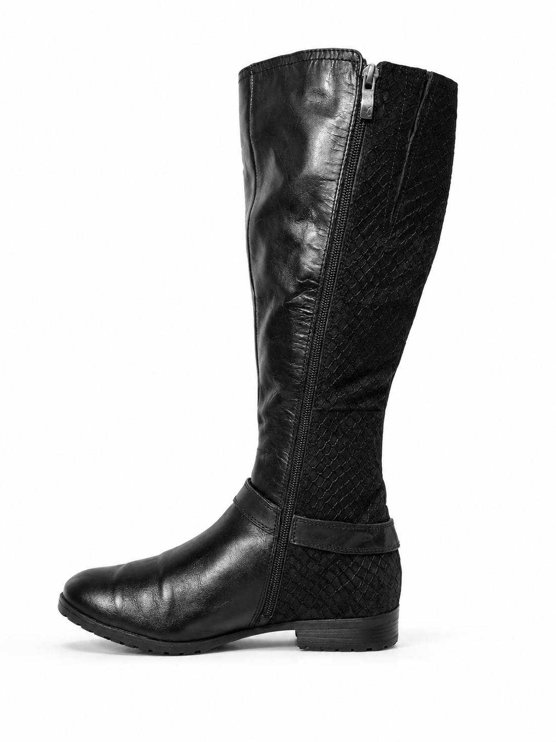 Bota Alta Negra CAPRICE — Cuero Croco