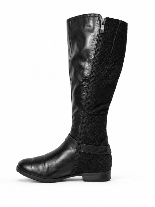 Bota Alta Negra CAPRICE — Cuero Croco